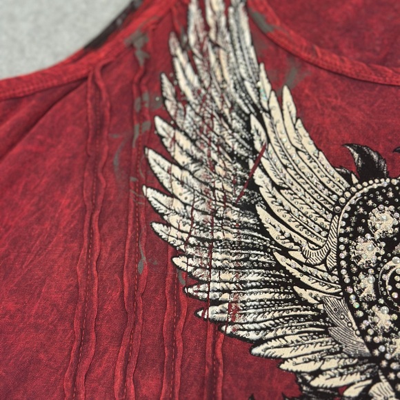 Women's Red Graphic Rhinestone Tank Top - Picture 4 of 9